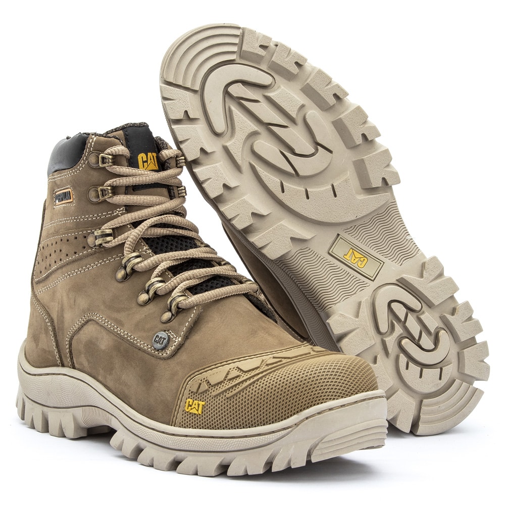 Bota Caterpillar 2190 Creme Nobuck Bico PVC - Caterpillar