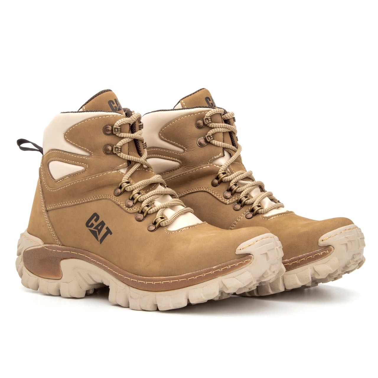 Bota caterpillar couro rosa + boné em Promoção na Americanas